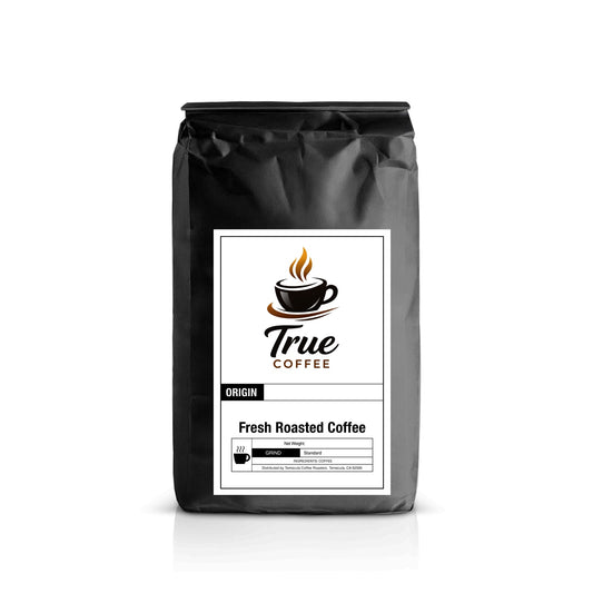 bali blue coffee beans premium single origin coffee in a black bag with branding and label